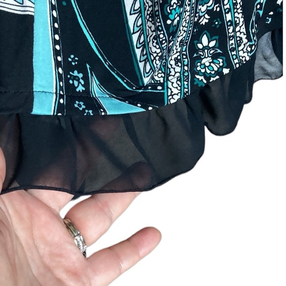 STYLE & CO SLEEVELESS EMBELLISHED ROUND NECK TURQUOISE & BLACK TUNIC SIZE L - Picture 7 of 15